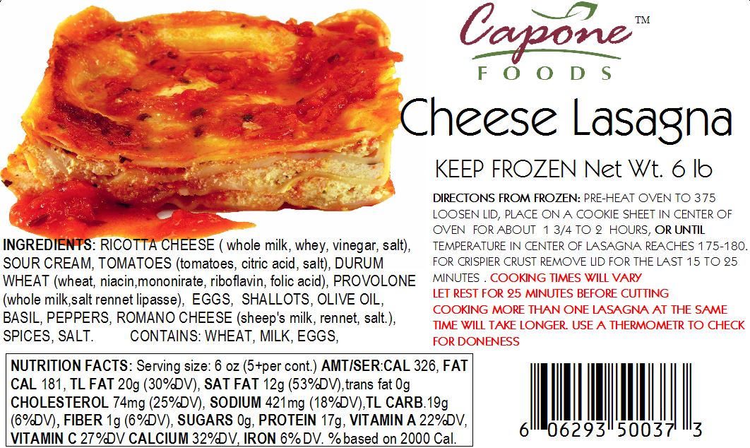 Lasagna - Cheese, 6 lbs. * STORE PICK UP OR LOCAL HOME DELIVERY ONLY