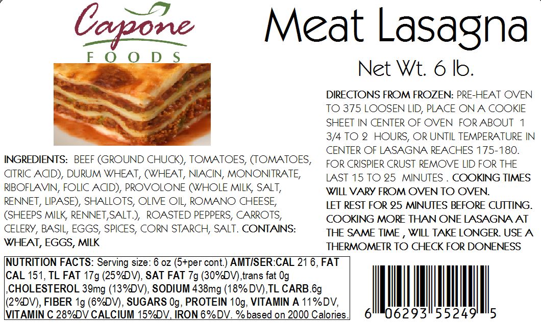 Lasagna - Meat, 6lbs. * STORE PICK UP OR LOCAL HOME DELIVERY ONLY