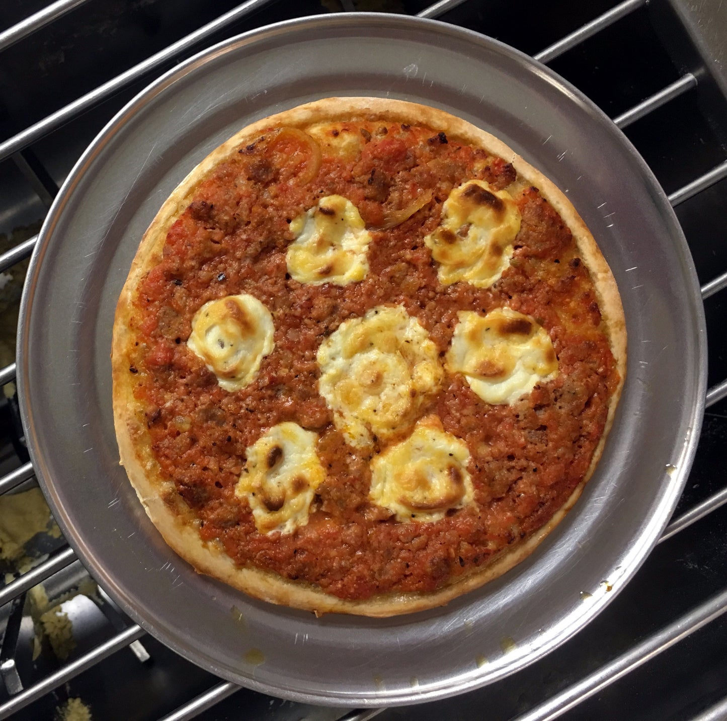 HANDMADE CRISPY PIZZA Fresh Sausage and Ricotta