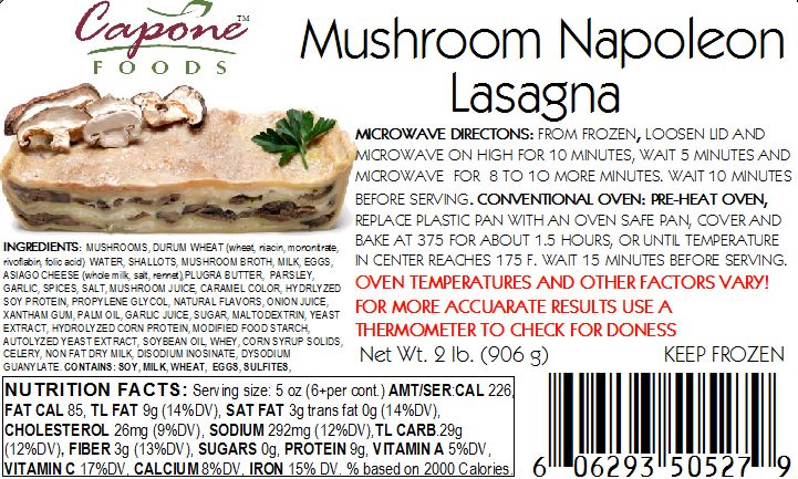 Lasagna - Mushroom Napoleon * STORE PICK UP ONLY