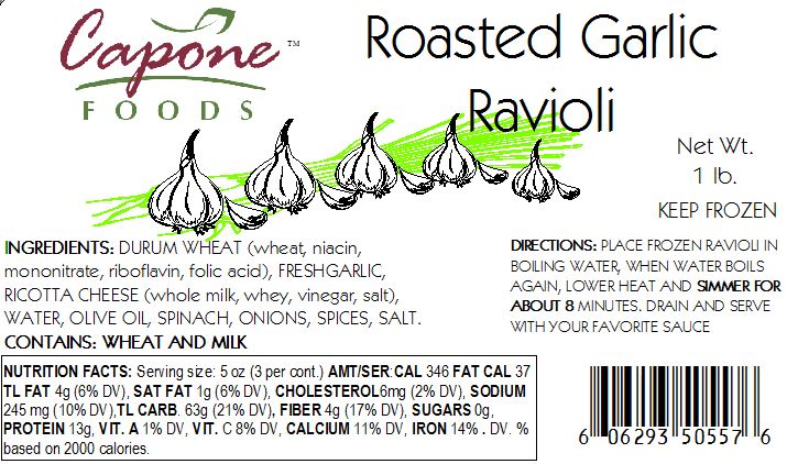 Ravioli - Roasted Garlic * STORE PICK UP ONLY