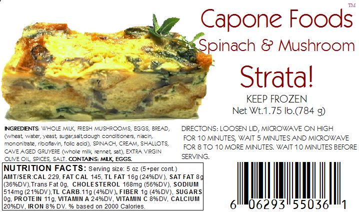 Spinach and Mushroom Strata * STORE PICK UP ONLY