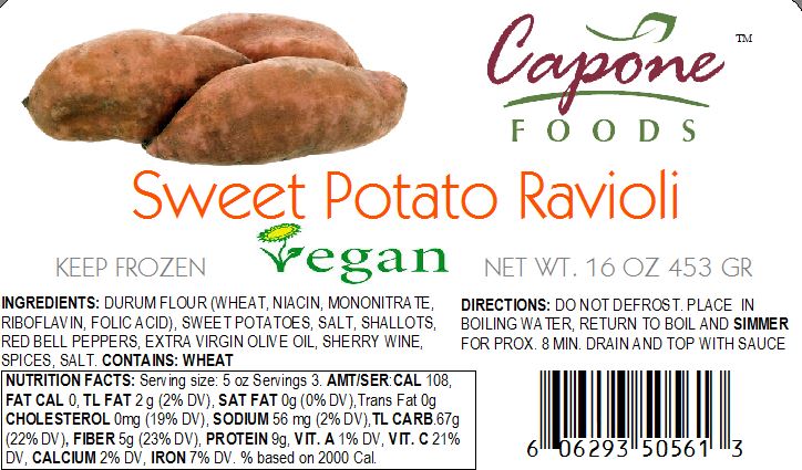 Ravioli - Sweet Potato, VEGAN (no meat or cheese) * STORE PICK UP ONLY