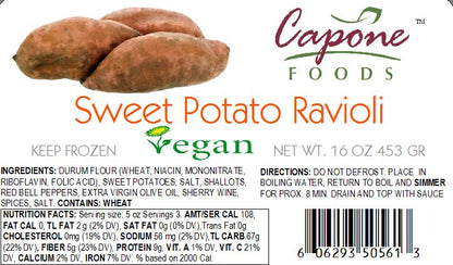 Ravioli - Sweet Potato, VEGAN (no meat or cheese) * STORE PICK UP ONLY